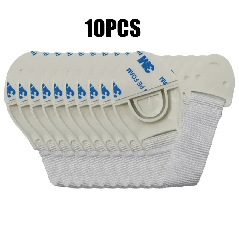 Baby Proof Cabinet & Drawer Lock Straps — 5/10-Pack Child Safety Door Latches, 20 cm (7.9 in) with 10 cm (3.9 in) Strap
