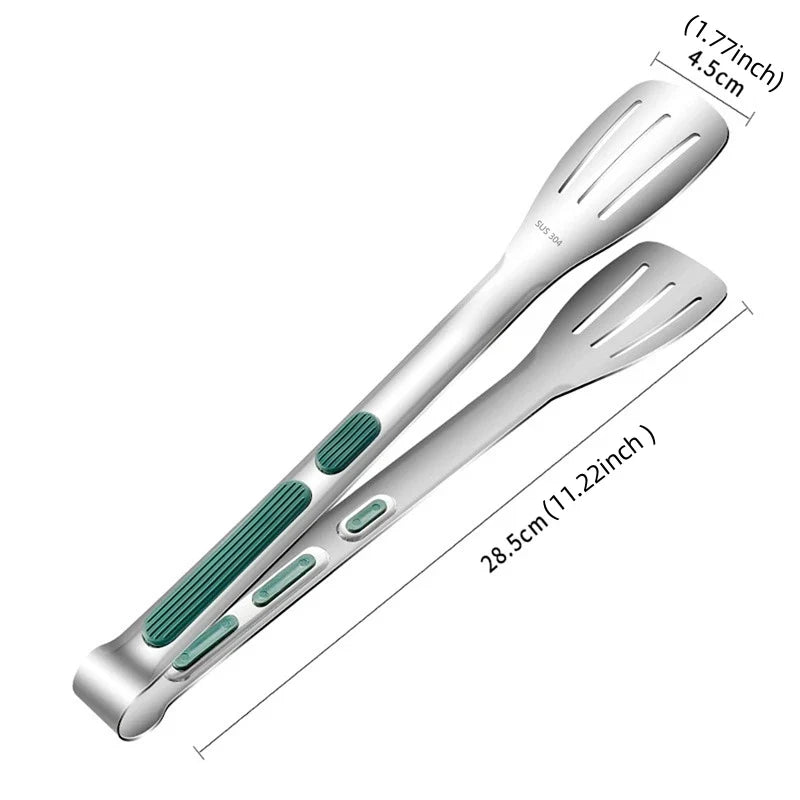 Non-Slip Stainless Steel Serving Tongs — 3 Lengths (6.9/9.3/11.2 in | 17.5/23.5/28.5 cm) for BBQ, Salad, Bread & Buffet