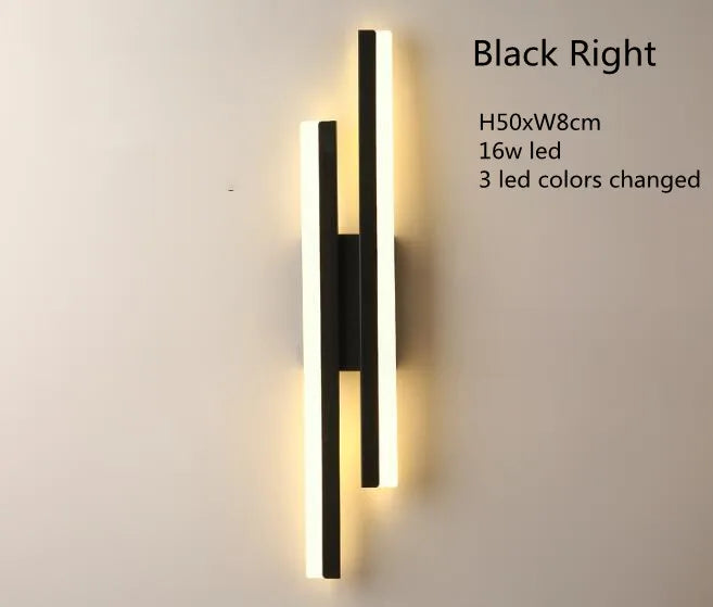 Modern Dimmable LED Wall Sconce 50 cm x 8 cm (19.7 in x 3.1 in) Acrylic Shade Bedside Wall Lamp – Gold / Black