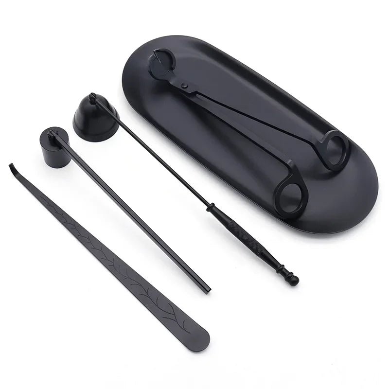 Candle Snuffer & Wick Trimmer — Black, 5 Style Options | Tray, Scissors & Hook Candle Accessories