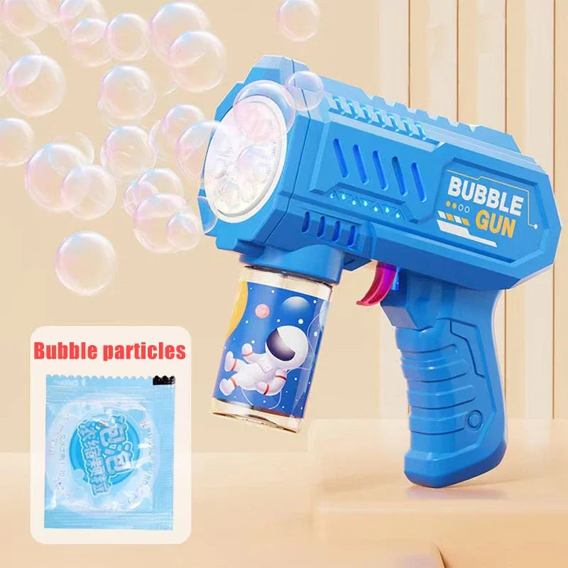 6-Hole Dinosaur Bubble Machine Electric Bubble Gun with Lights – Fully Automatic Bubble Blower for Kids, Outdoor Play
