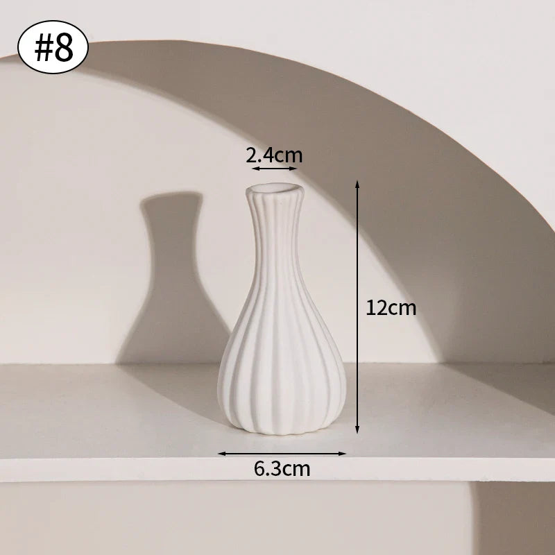 Ceramic Decorative Vase for Dried Flowers & Hydroponic Plants, Modern Table Ornament for Living Room Bedroom Office