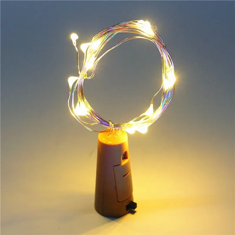 Wine Bottle Cork LED String Lights 2M (6.6 ft) Copper Wire Fairy Lights Battery-Operated Holiday & Christmas Decor