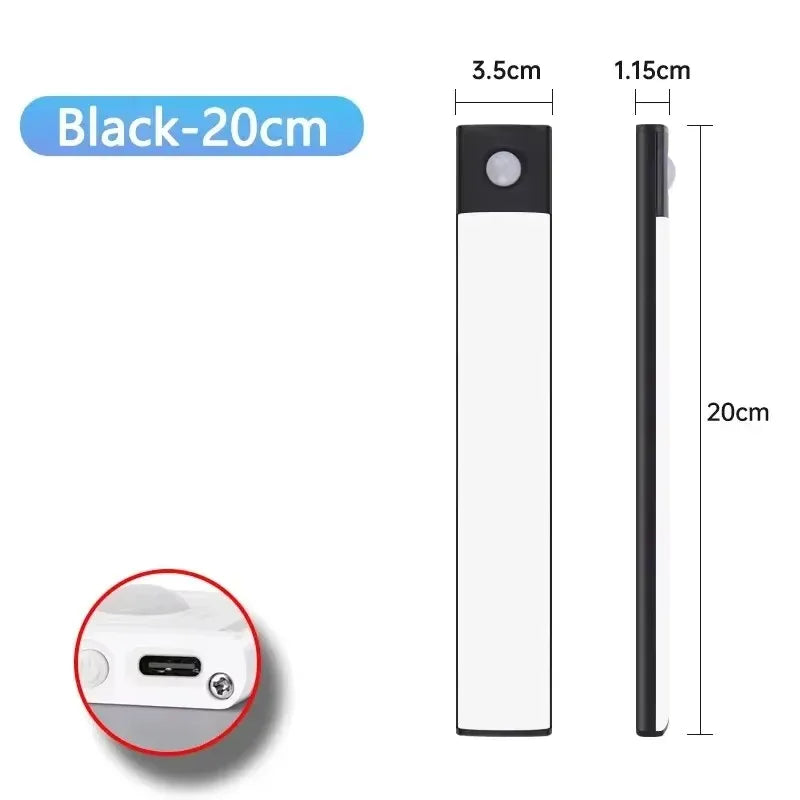 Rechargeable LED Motion Sensor Under Cabinet Light 10/20/30/40/50 cm (3.9/7.9/11.8/15.7/19.7 in) 3-in-1 Color Temp for Closet Kitchen Wardrobe