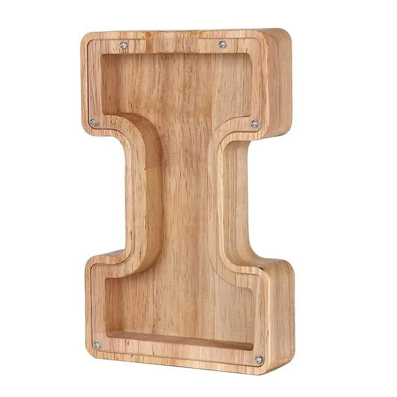 26-Letter Wooden Piggy Bank A-Z Alphabet Coin Money Box Kids Savings Jar Desktop Decor Gift