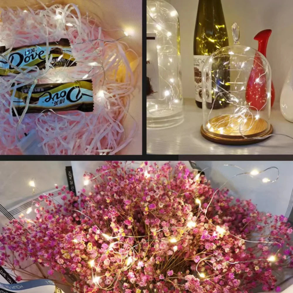 USB LED Fairy String Lights Copper or Silver Wire, Waterproof IP66, Multi-Color, 5/10/20 m (16/33/66 ft) USB Garland for Christmas Wedding Party