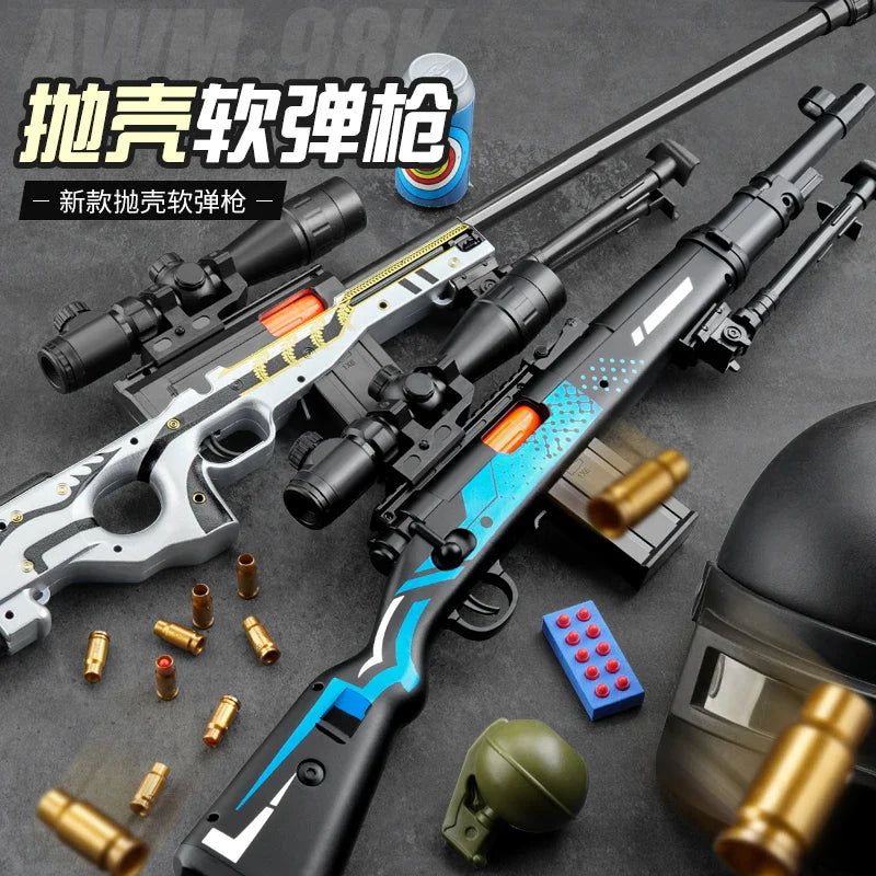 Shell-Throwing Soft Bullet Toy Gun — Manual Foam Dart Blaster for Outdoor Play (Ages 14+)
