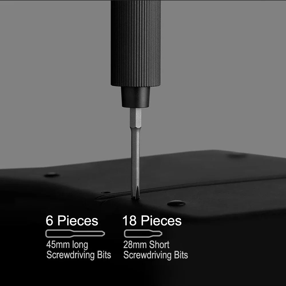 Electric Precision Screwdriver Kit — 24 S2 Steel Bits, 2 Torque Settings, 400+ Screws/Charge, USB-C Rechargeable