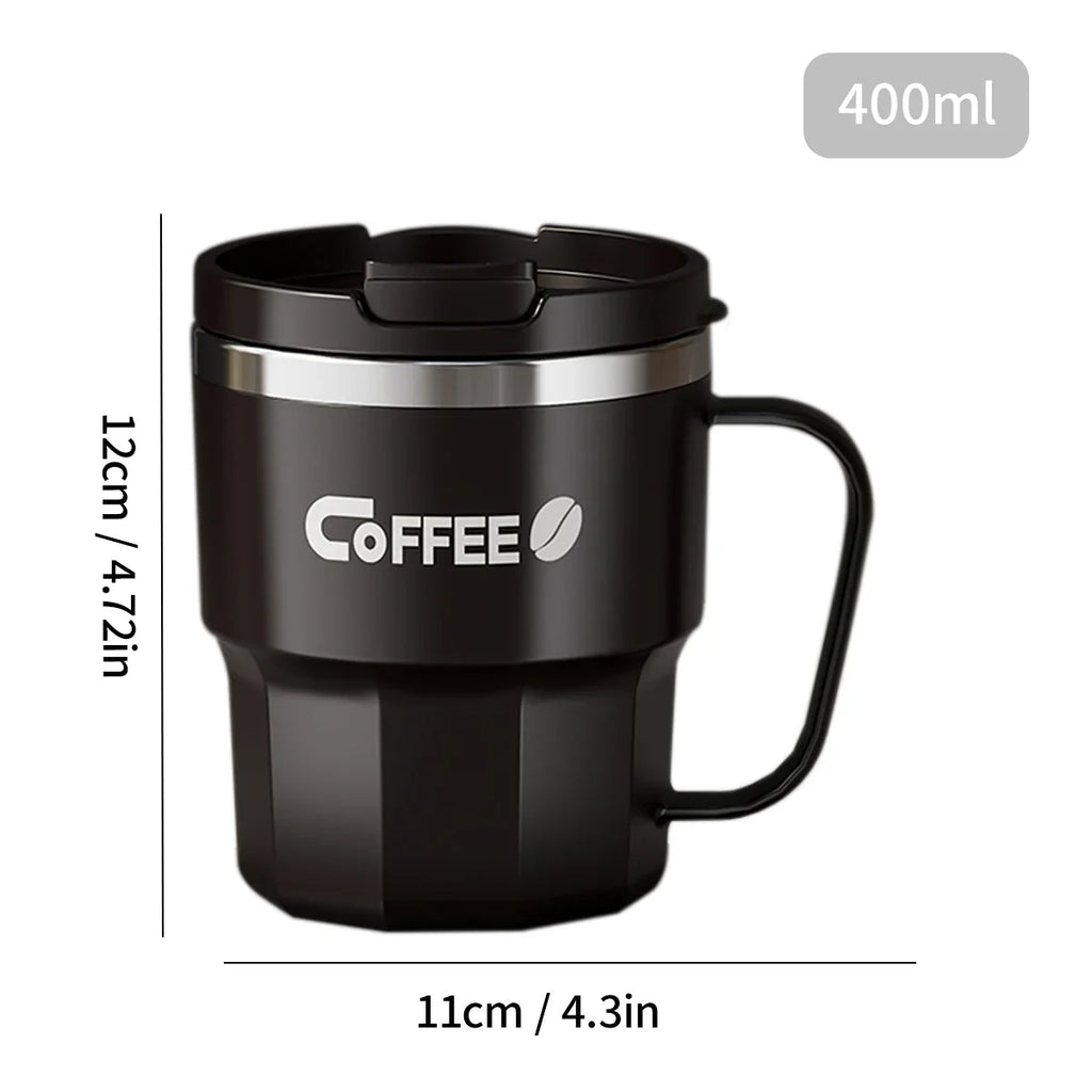 400ml (13.5oz) Double-Layer Insulated 304 Stainless Steel Coffee Mug – Sealed Travel Tumbler for Hot & Cold Drinks