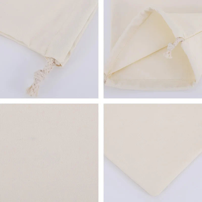 Cotton Drawstring Canvas Bags - White Reusable Gift & Storage Pouches for Candy, Jewelry, Travel and Home Organization