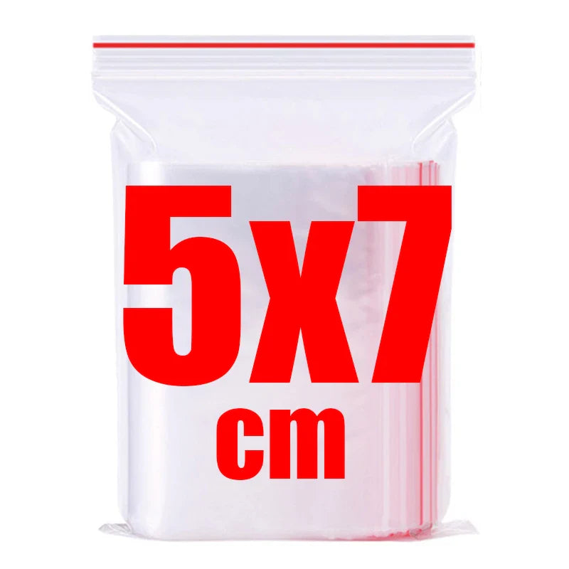 Self-Seal Clear PE Plastic Storage Bags – 100/200/300/500 Pack Zipper Pouches for Jewelry, Food & Pills