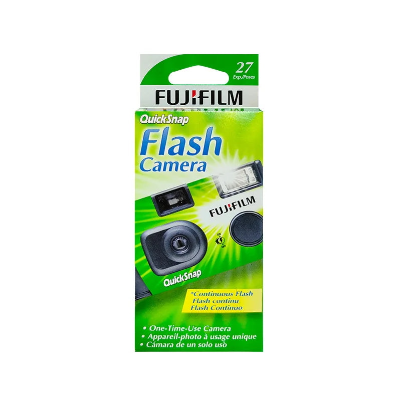 Single-Use Disposable Film Camera with Built-In Flash — 27 Exposures, ISO 400, 32mm Lens