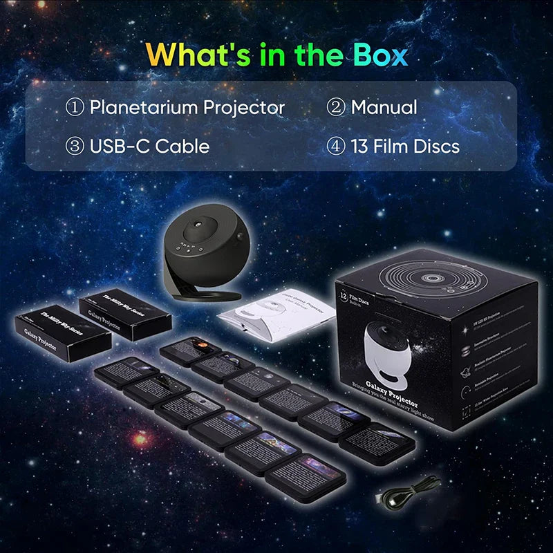 LED Galaxy Star Projector 13-in-1 Planetarium Night Light 360° Rotating for Bedroom & Gift