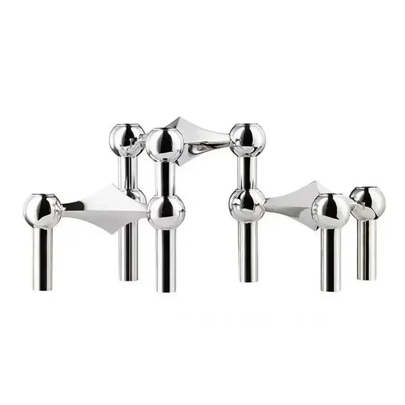 Nordic 3-Arm Metal Taper Candle Holder - Modern Vintage Candelabra for Skinny Stick Candles (Fits ≤1.2 cm / 0.47 in)