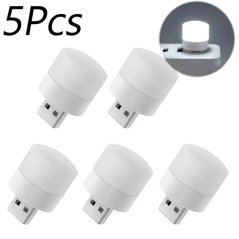 Mini USB LED Night Light - Warm & White Eye-Protection Reading Lamp, Portable USB Plug-In (1/3/5/10 Pack)