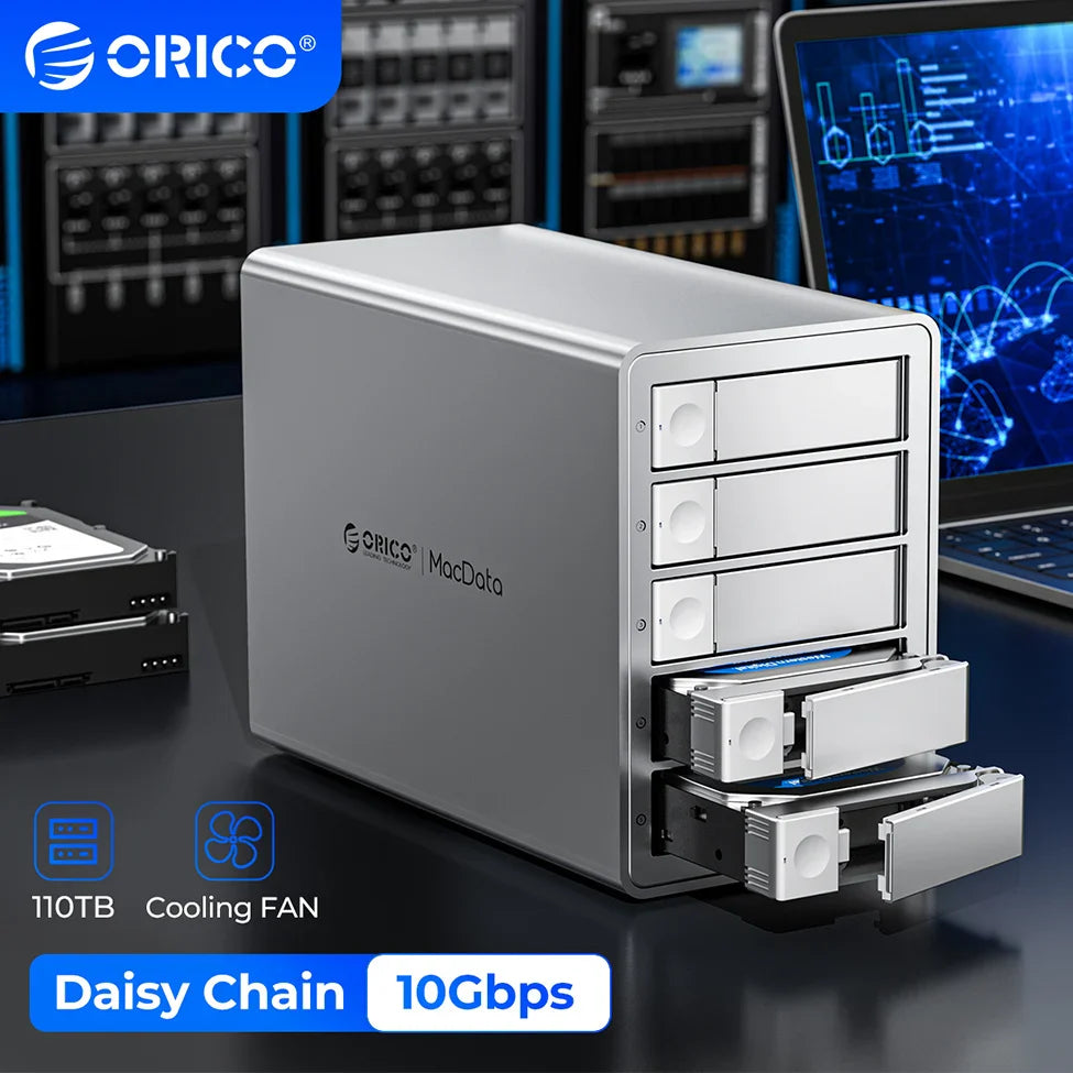5-Bay 10Gbps SATA HDD & SSD Docking Station, 2.5"/3.5" USB 3.2 Gen2 Type-C Enclosure with Daisy Chain & 150W Power