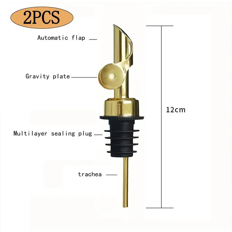 304 Stainless Steel Oil & Vinegar Pourer Spout — Auto-Open Bottle Stopper for Olive Oil, Wine & Liquor