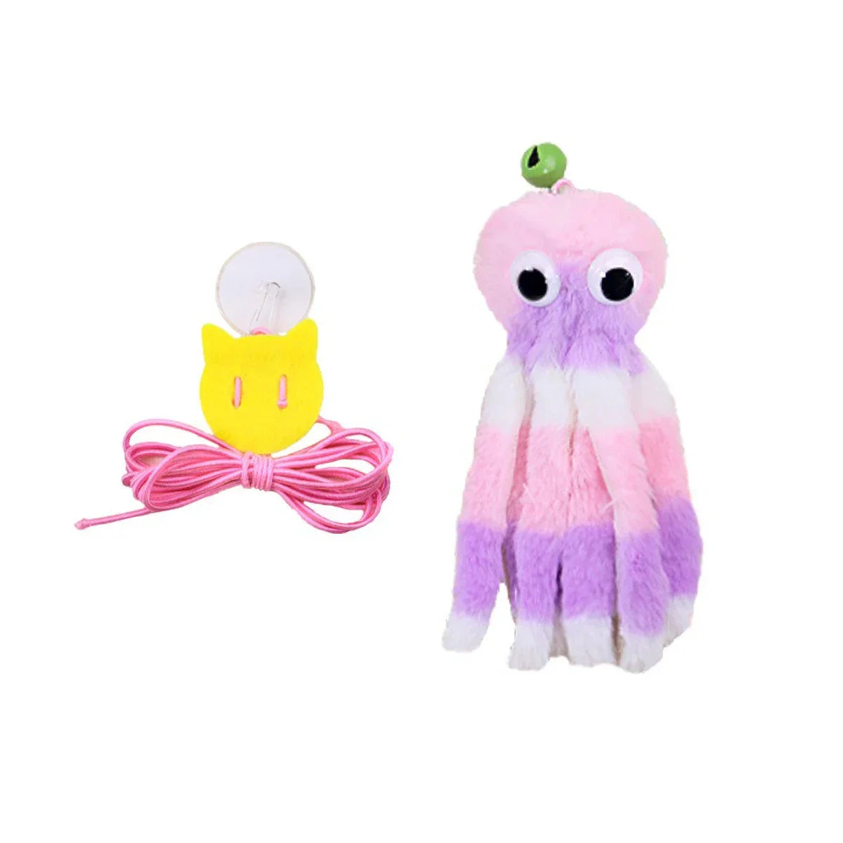 Interactive Sound Octopus Cat Toy Mint Plush with 1.5 ft (45 cm) Adjustable Elastic Rope