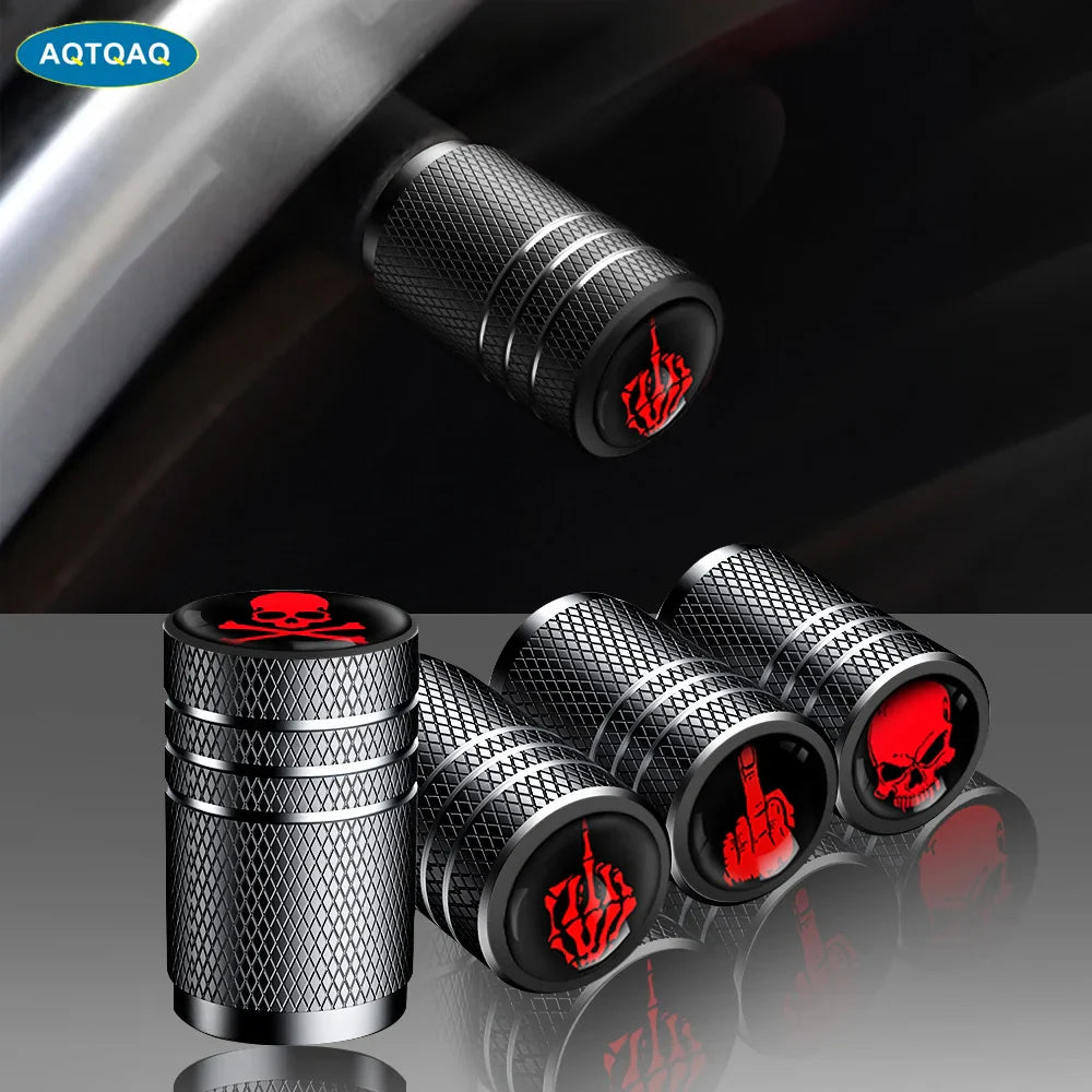 4-Pack Aluminum Tire Valve Stem Caps — Universal Dustproof Air Valve Caps for Car, Bike & Motorcycle