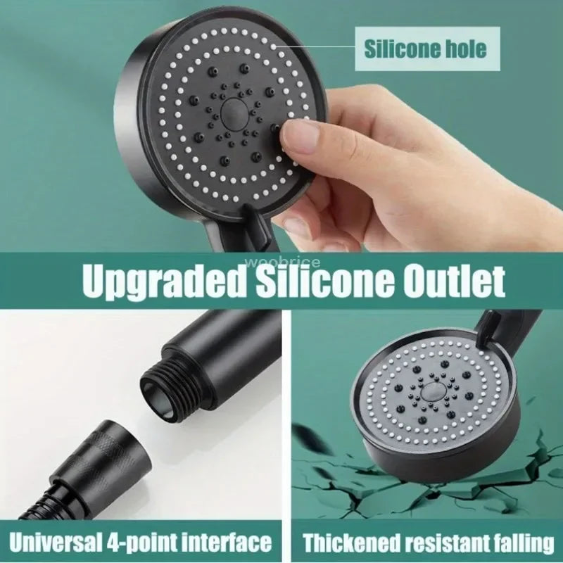 5-Mode High Pressure Handheld Shower Head — Water-Saving G1/2 Universal Silicone Nozzles