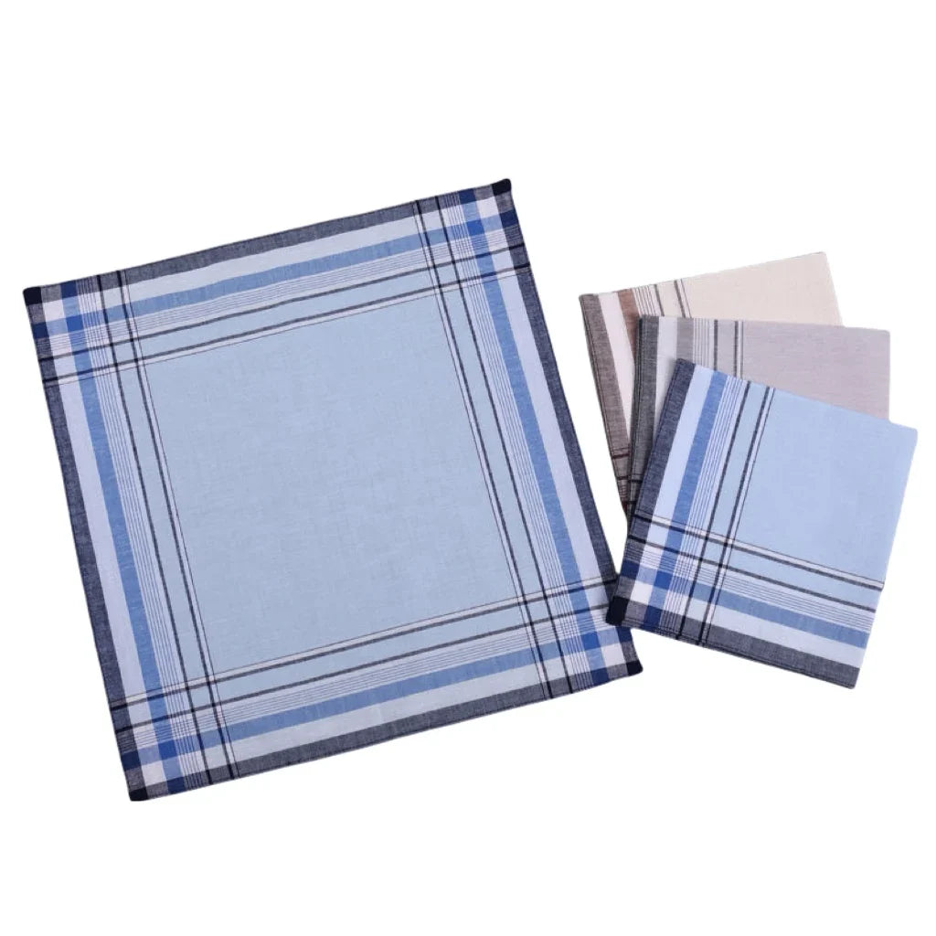6-Pack Pure Cotton Plaid Handkerchiefs 15.7 x 15.7 in (40 x 40 cm) Absorbent Unisex Sweat-Wiping Cloths for Wedding Favors, Table Mats & Outdoor Use