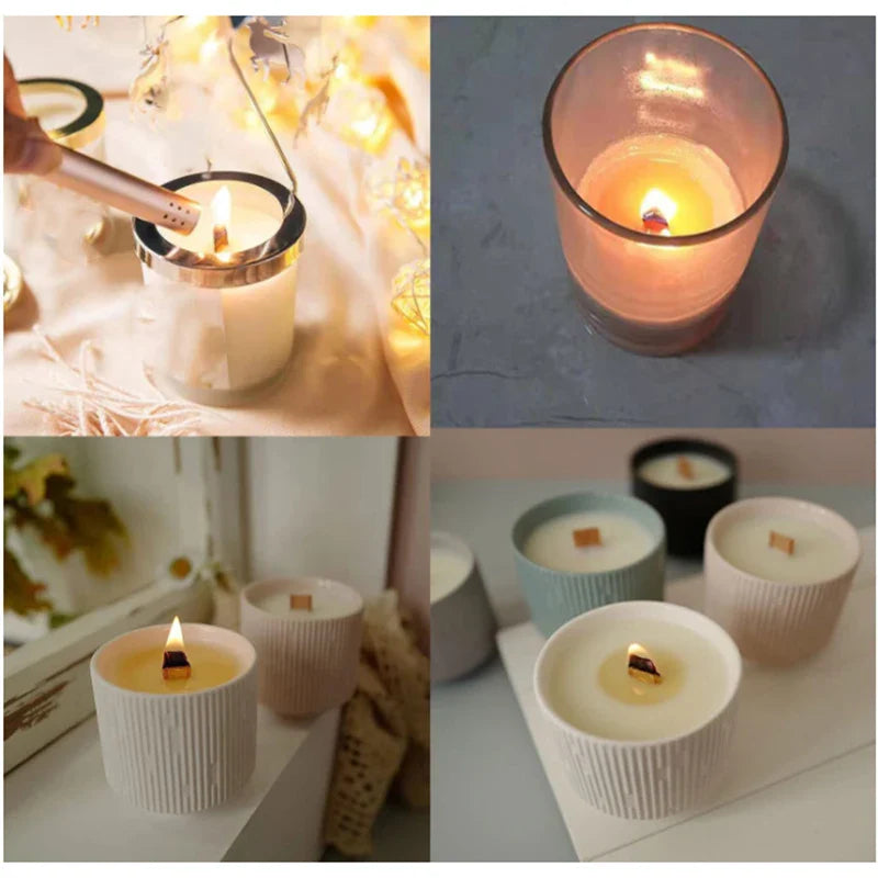 30/50-Pack Cherry Wood Candle Wicks with Metal Clip Bases – Smokeless Wooden Wicks for DIY Jar Candles