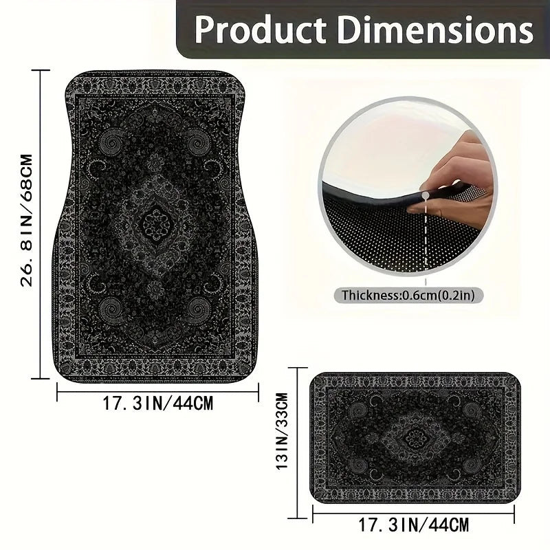 Bandana Print Rectangular Car Floor Mats - Synthetic Fiber Auto Interior Carpets