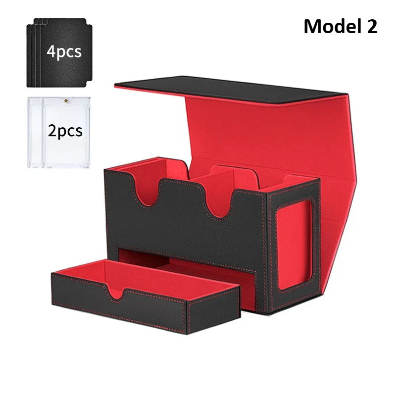 3-in-1 Deck Box Card Storage - Fits 200+ Single-Sleeved Cards, 4 Dividers & 2 Toploaders for MTG TCG CCG