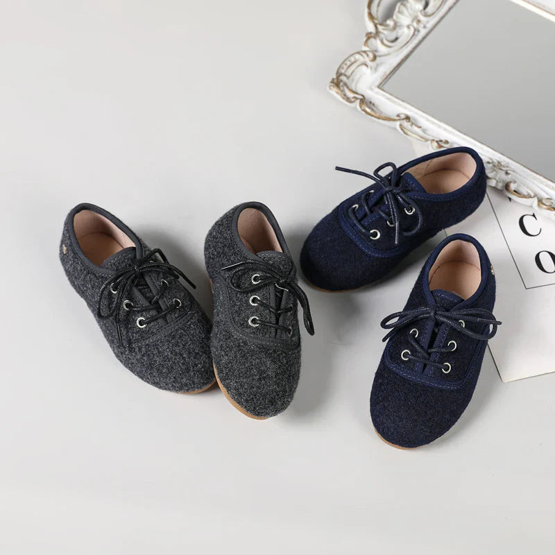 Kids Gray Slip-On Mary Jane Flats – Toddler & Children Oxford Platform Party Shoes (Size 21–37 • 13–22.5 cm / 5.12–8.86 in)