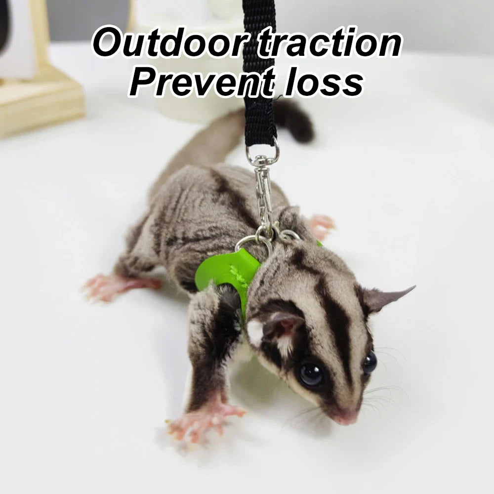 4-Pack Small Pet Harness and Leash Set - Escape-Proof Adjustable Collar for Hamsters, Sugar Gliders, Squirrels