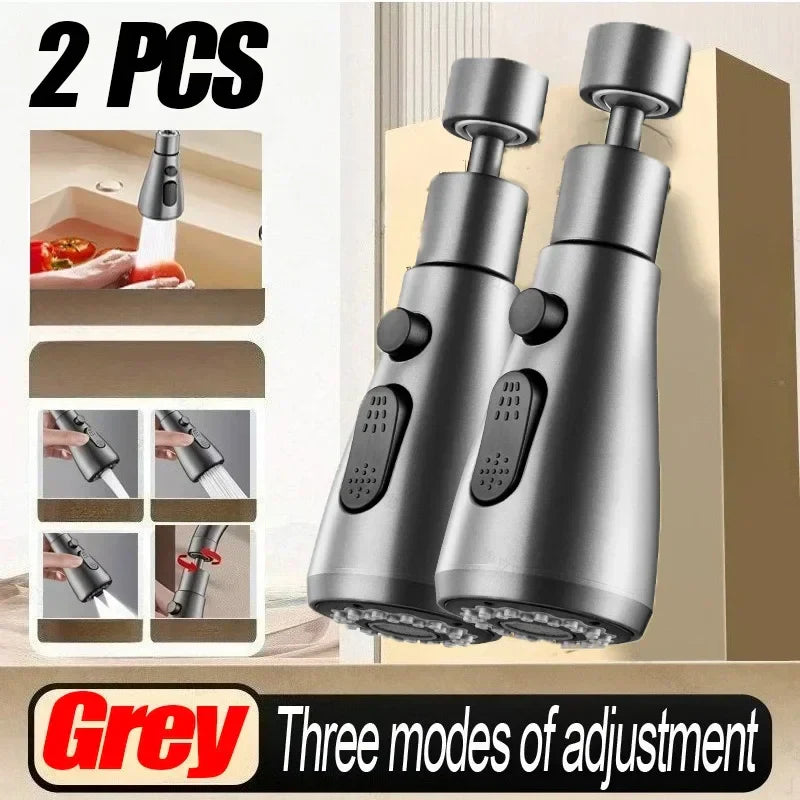 3-in-1 Kitchen Faucet Spray Head ABS Replaceable Sink Sprayer – 360° Rotating High-Pressure Nozzle