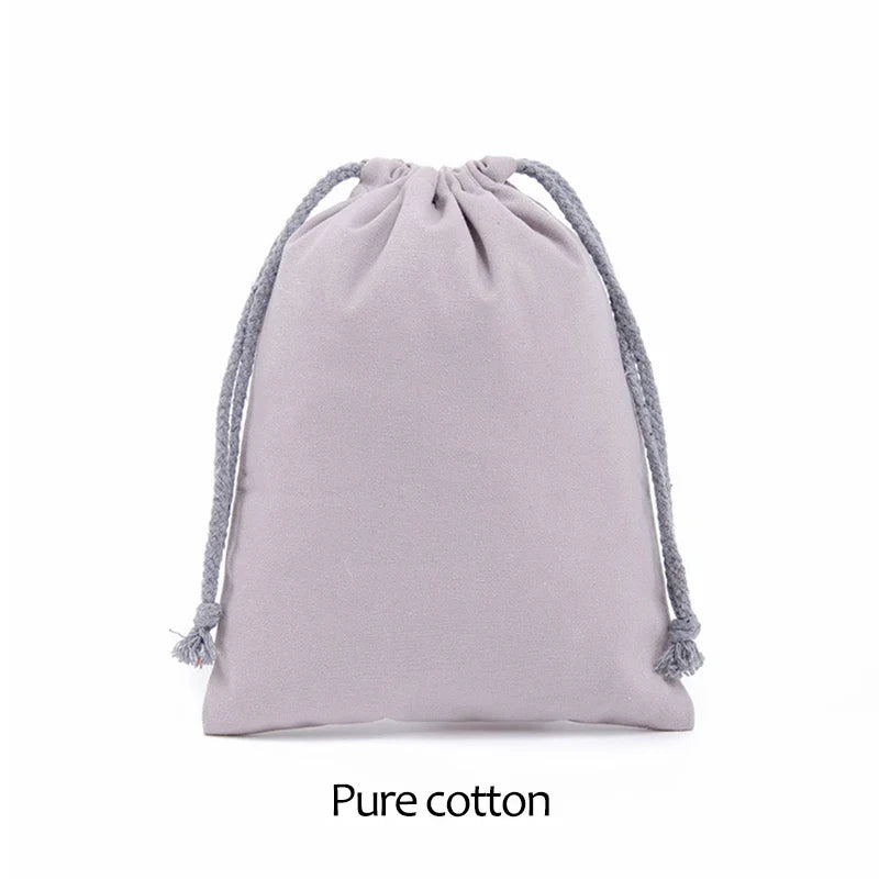 Cotton Drawstring Canvas Bags - White Reusable Gift & Storage Pouches for Candy, Jewelry, Travel and Home Organization