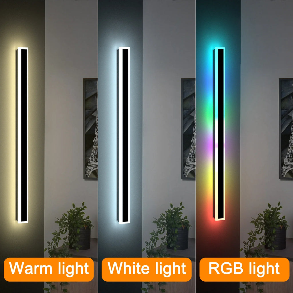 2-Pack Modern Long LED Wall Sconces Black Up & Down Wall Lights 39-59 in (1m/1.5m) Flush Mount