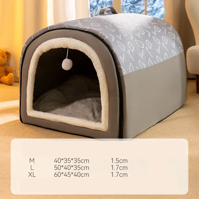 Self-Warming Pet Bed Cozy Cave Cat & Puppy House Indoor Sleeping Tent Nest for Small to Medium Dogs and Cats