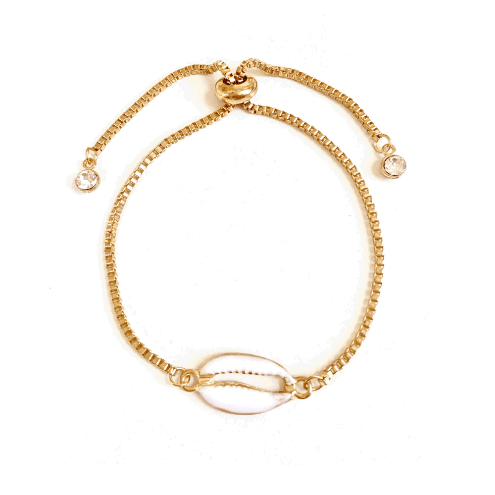 Seashell Bracelet with Adjustable Spring Closure