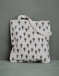 White Saguaro Canvas Tote Bag, College Student Gift, Mother's Day Gift, Christmas Gift