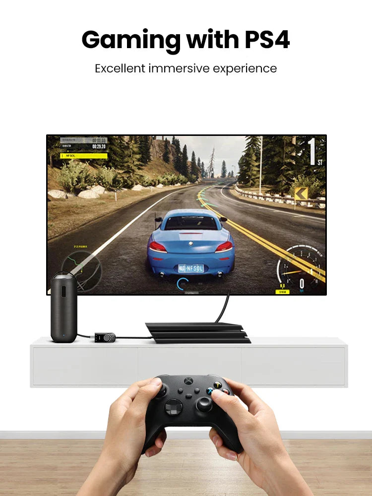 External USB Sound Card Adapter – 3.5mm Mic & Headphone Jack, USB Audio Interface for Laptop, PS5/PS4, Nintendo Switch & Smartphone (15cm / 100cm, OTG Option)