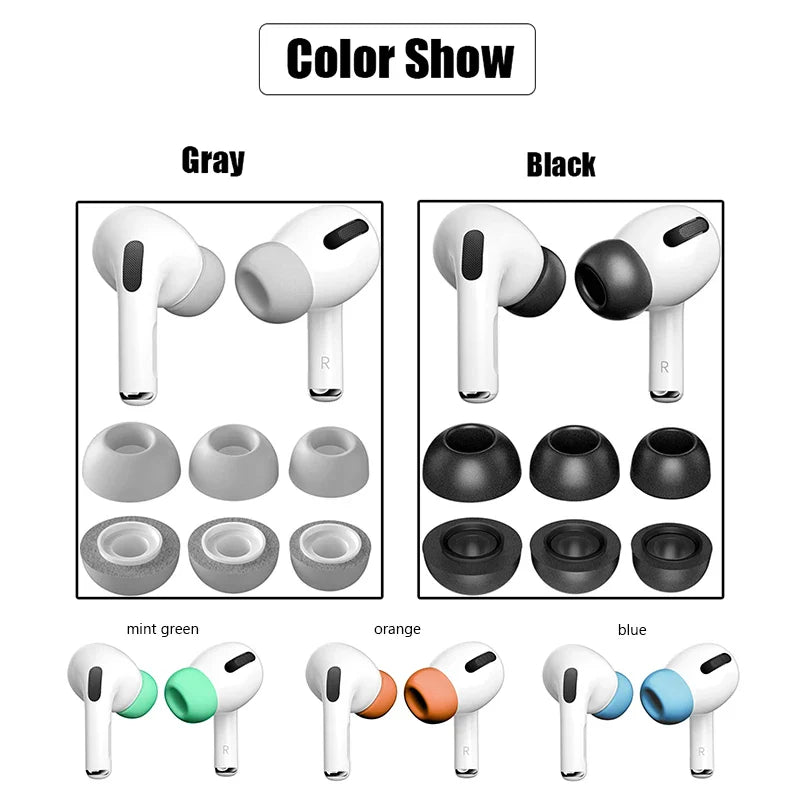 Memory Foam Ear Tips for Pro True Wireless Earbuds — Anti-Slip Earbud Cushions (S/M/L), Washable, Noise-Isolating