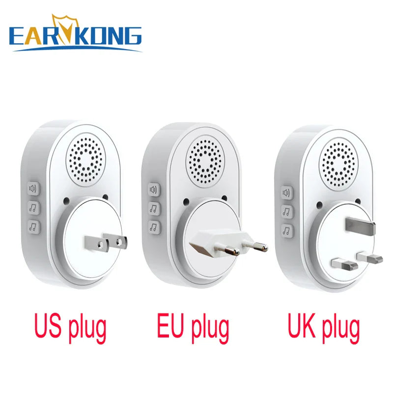 Smart Wireless Doorbell Waterproof Long Range 300m (984 ft) Remote Chime - Plug-in Options EU/UK/US, 39 Melodies