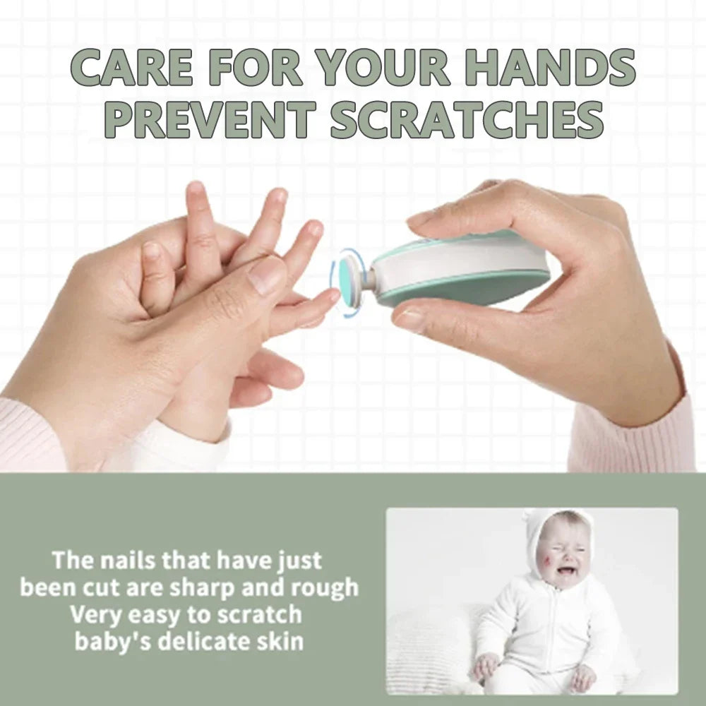 Electric Baby Nail Clipper Kit – Gentle Nail Trimmer, Polisher & Manicure Scissors for Newborns and Toddlers