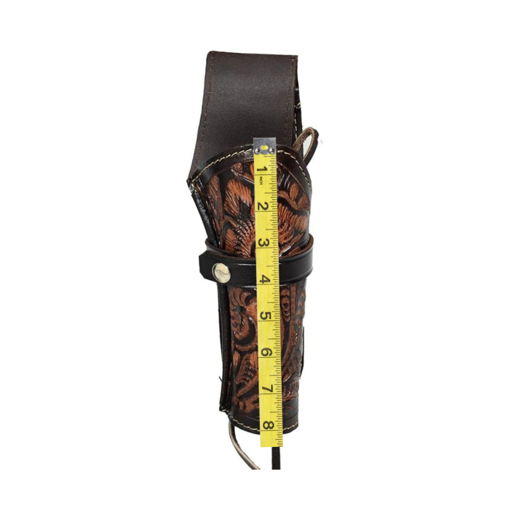 LEFT HANDED Hip Draw Tooled Leather Holster  - Brown