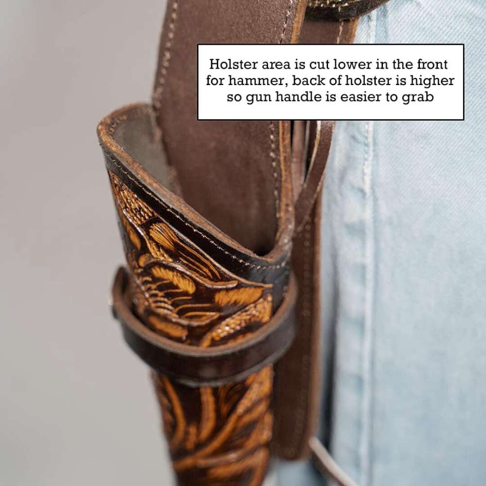 Cross Draw Western Holster | Real Cowhide - Solid