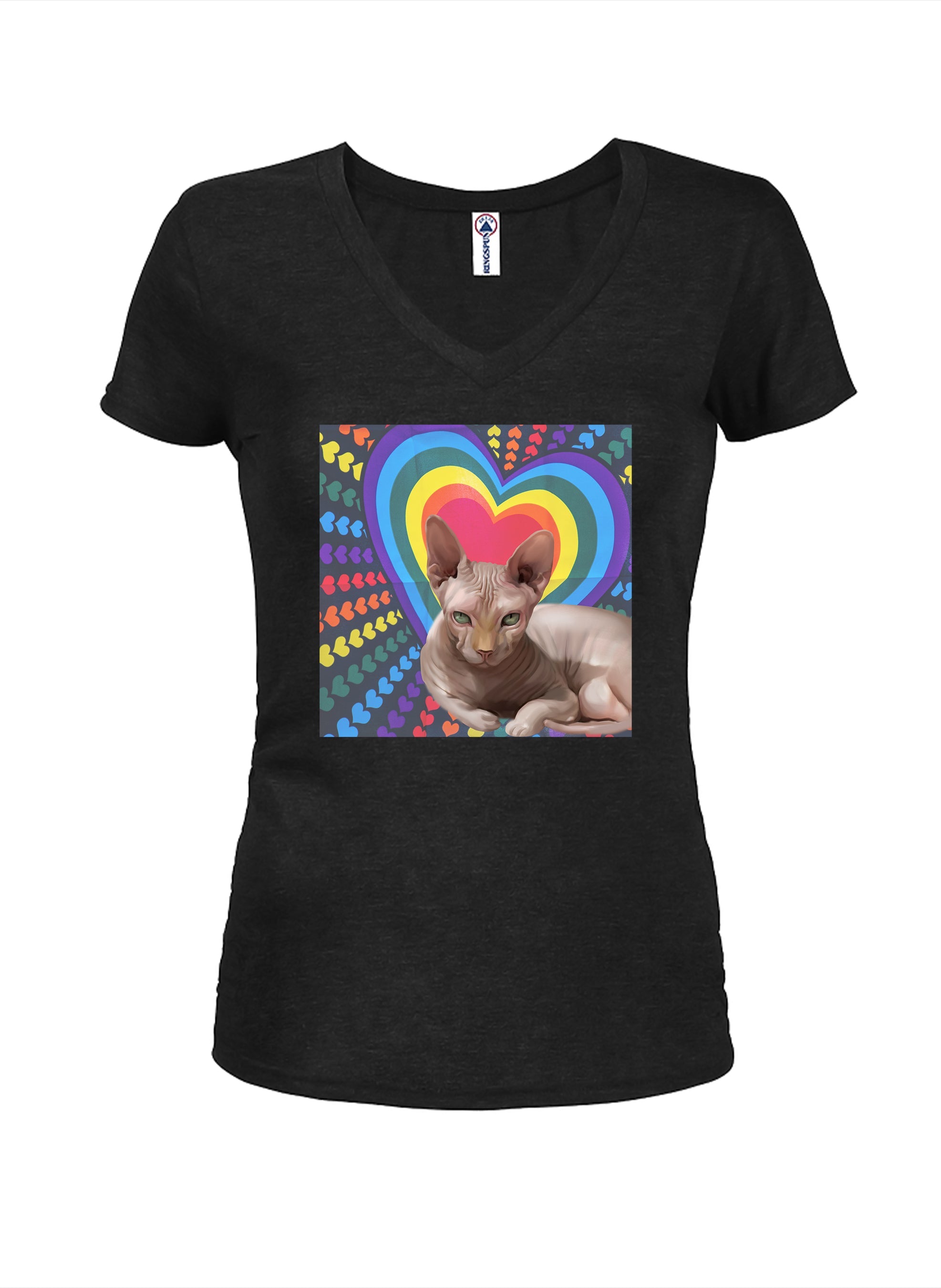 Valentines Cat Juniors V Neck T-Shirt