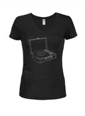Vector Record Player Juniors V Neck T-Shirt