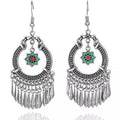 Vintage Indian Flower Tassel Boho Dangle Earrings
