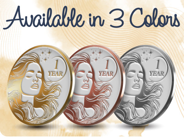 Woman's Serenity Token Sobriety Coin Gift Set Rose Gold