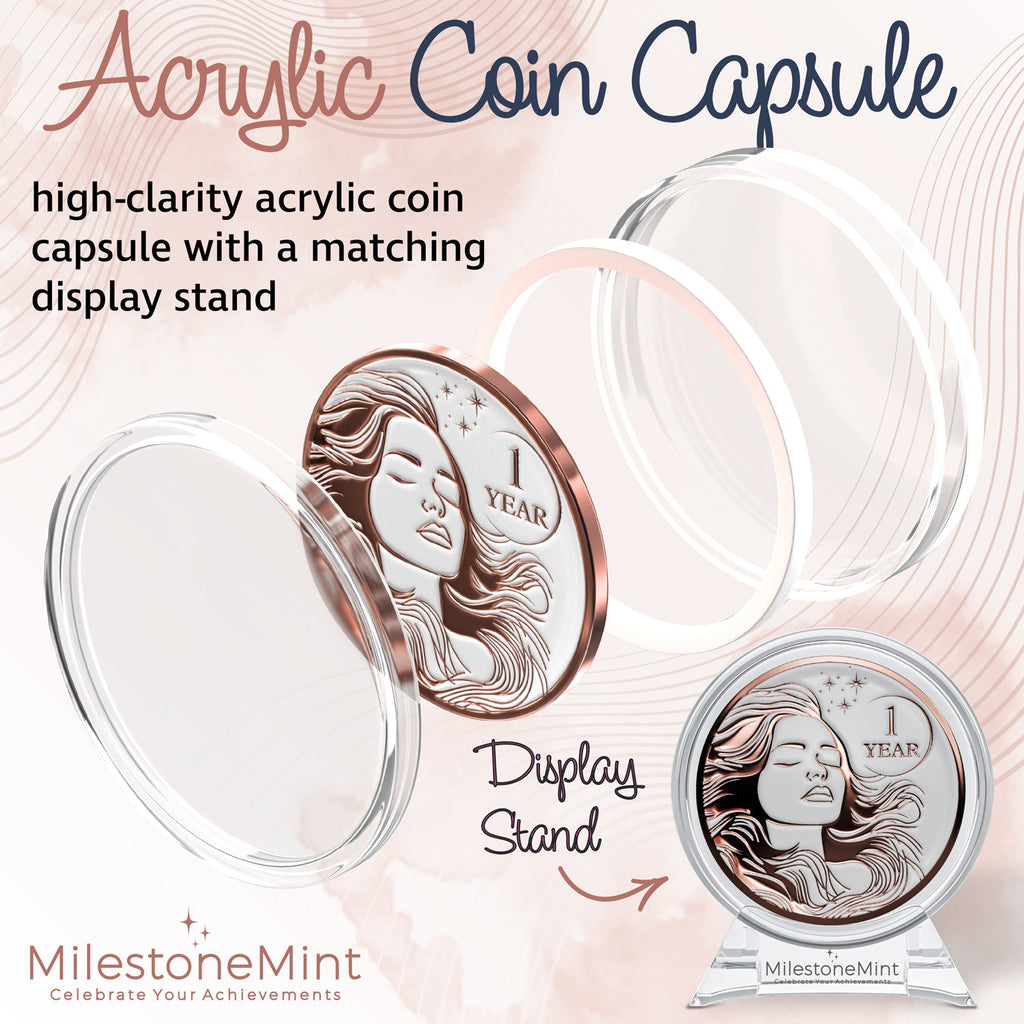 Woman's Serenity Token Sobriety Coin Gift Set Rose Gold