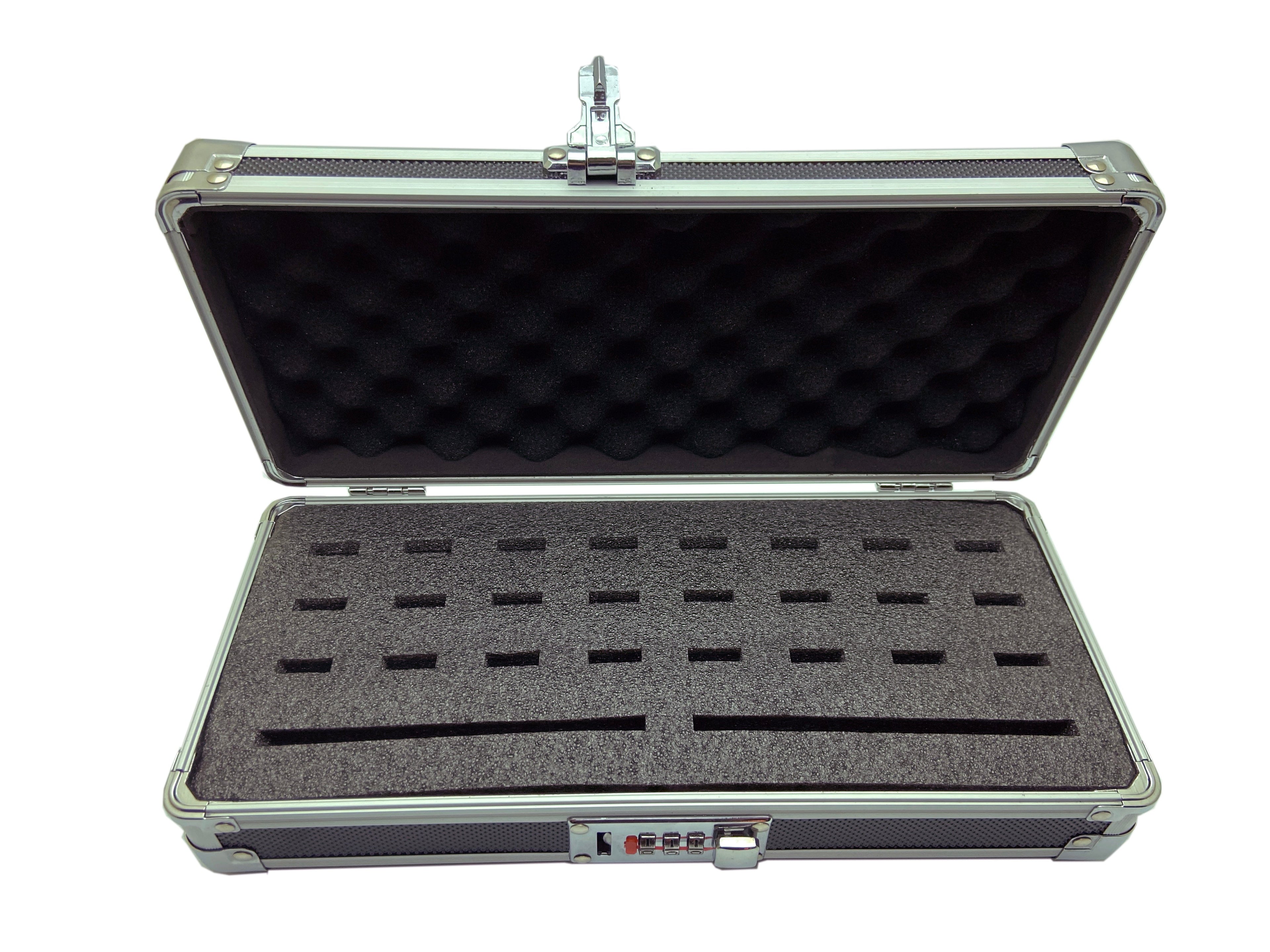 Aluminum USB Drive Organizer Case (24 + 2 Slots) – Shockproof Antistatic Storage Box with Lock