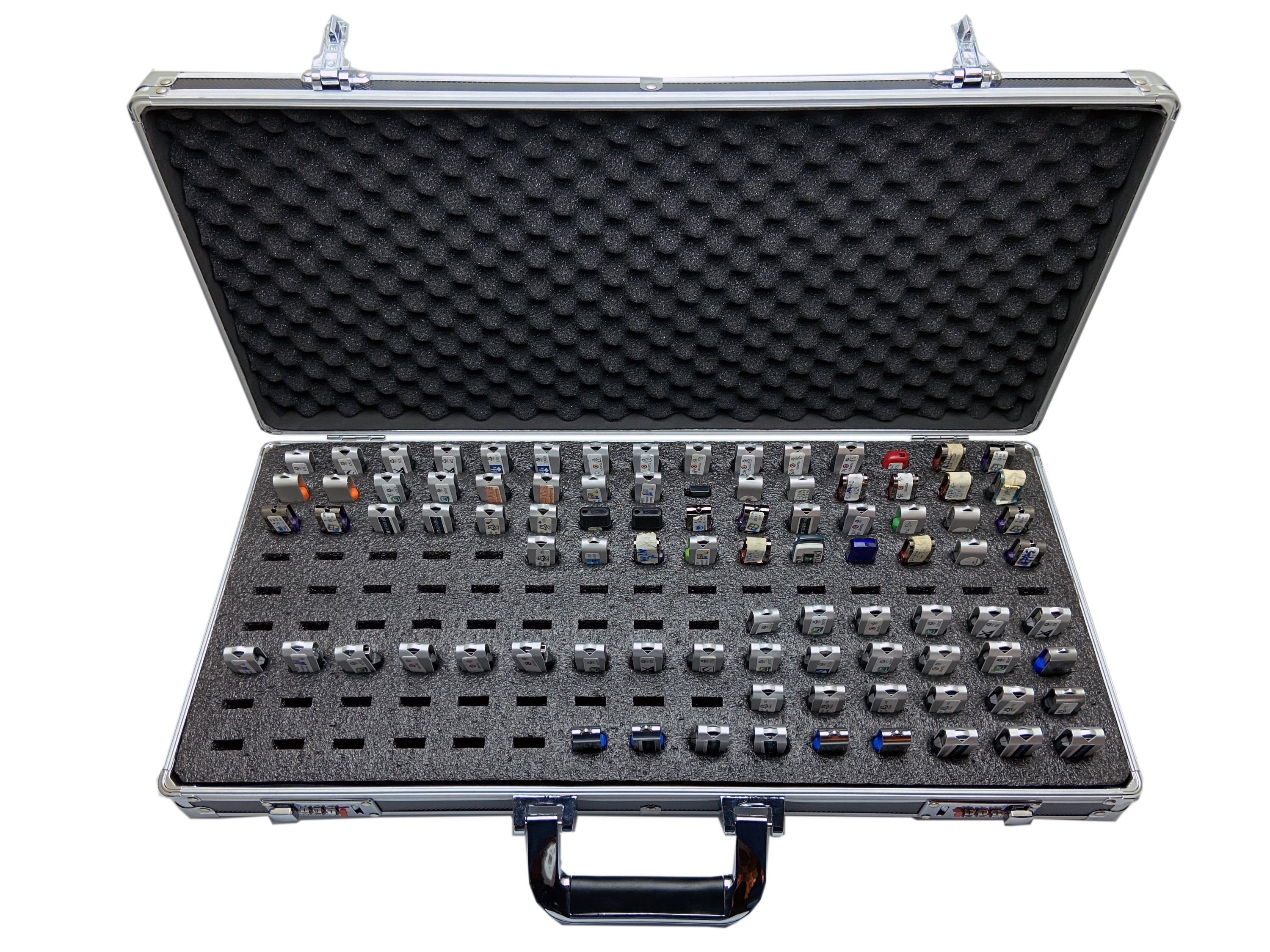 Aluminum USB Drive Organizer Case (130 Slots with Handle) – Shockproof Antistatic Large Storage Box