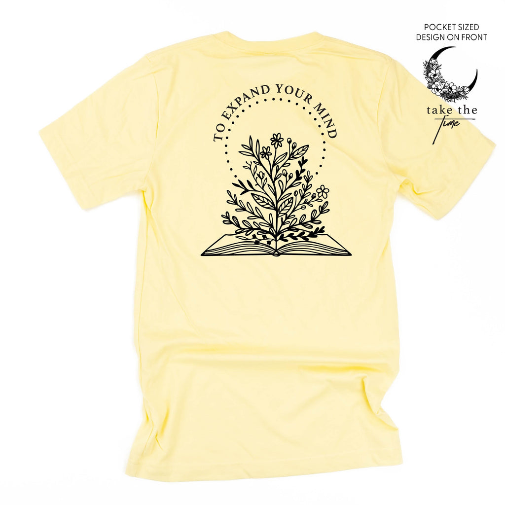 Take the Time (Front Pocket) w/ To Expand Your Mind (Back) - Unisex Tee